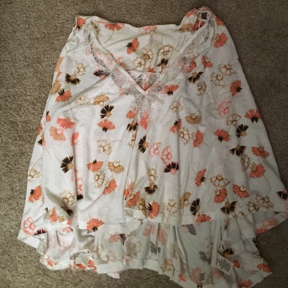 Free People Floral Tank Top - White and Orange - Picture 4 of 16